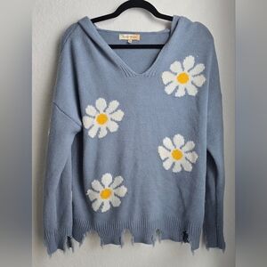 Chic Daisy Blue V-Neck Sweater